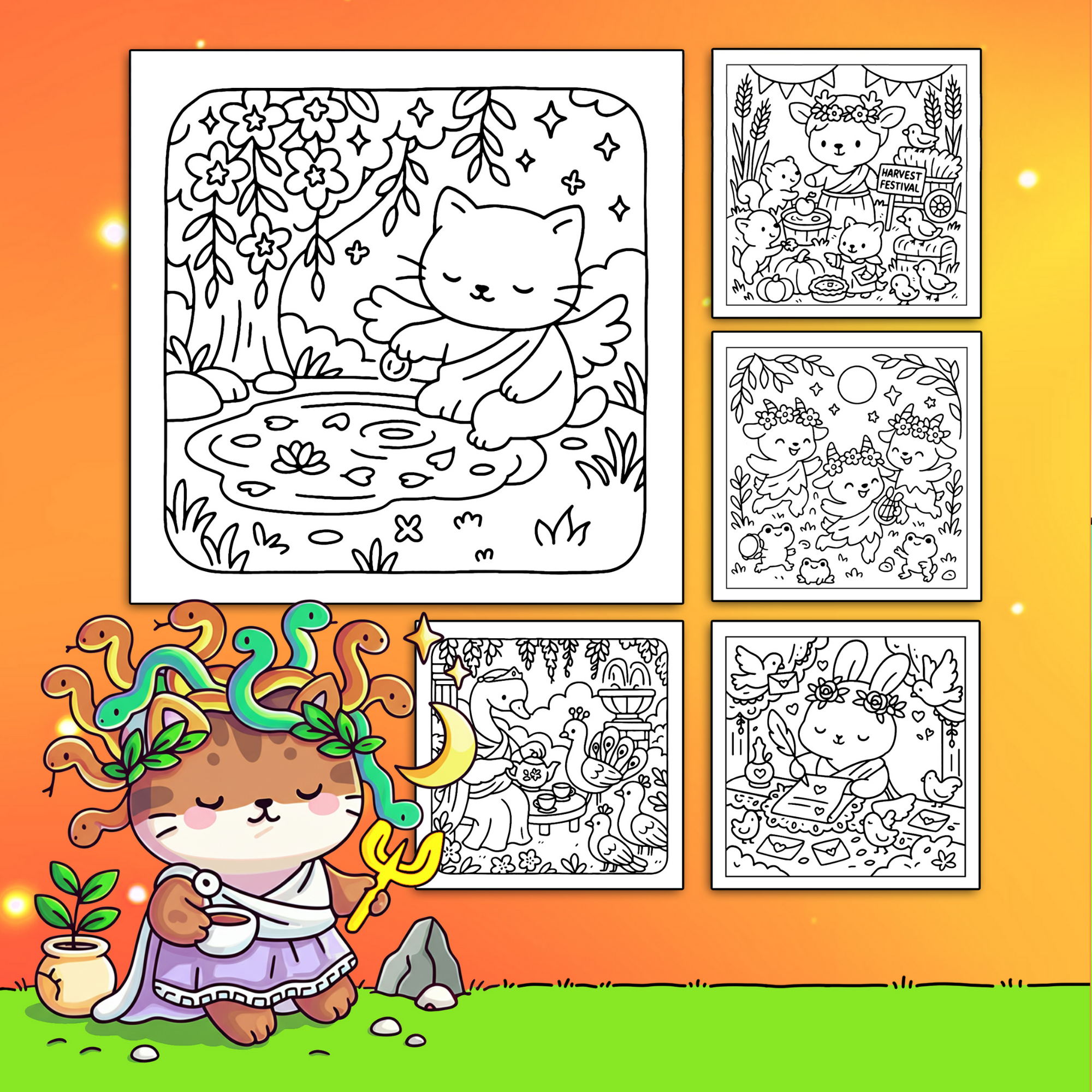 Cute Greek Mythology Coloring Book back CV