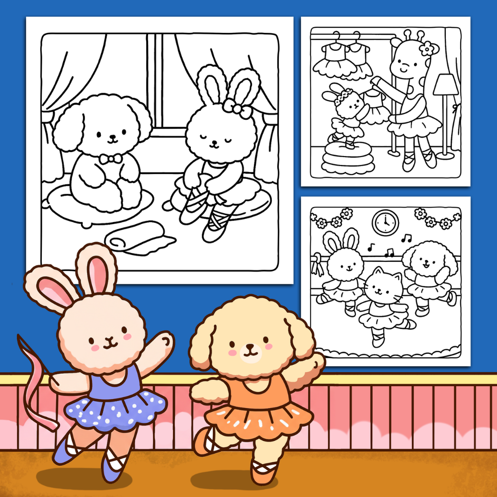 Cozy Ballerina Coloring Book - Cute Animals Coloring Pages 2 Cozy Ballerina Coloring Book - Cute Animals Coloring Pages