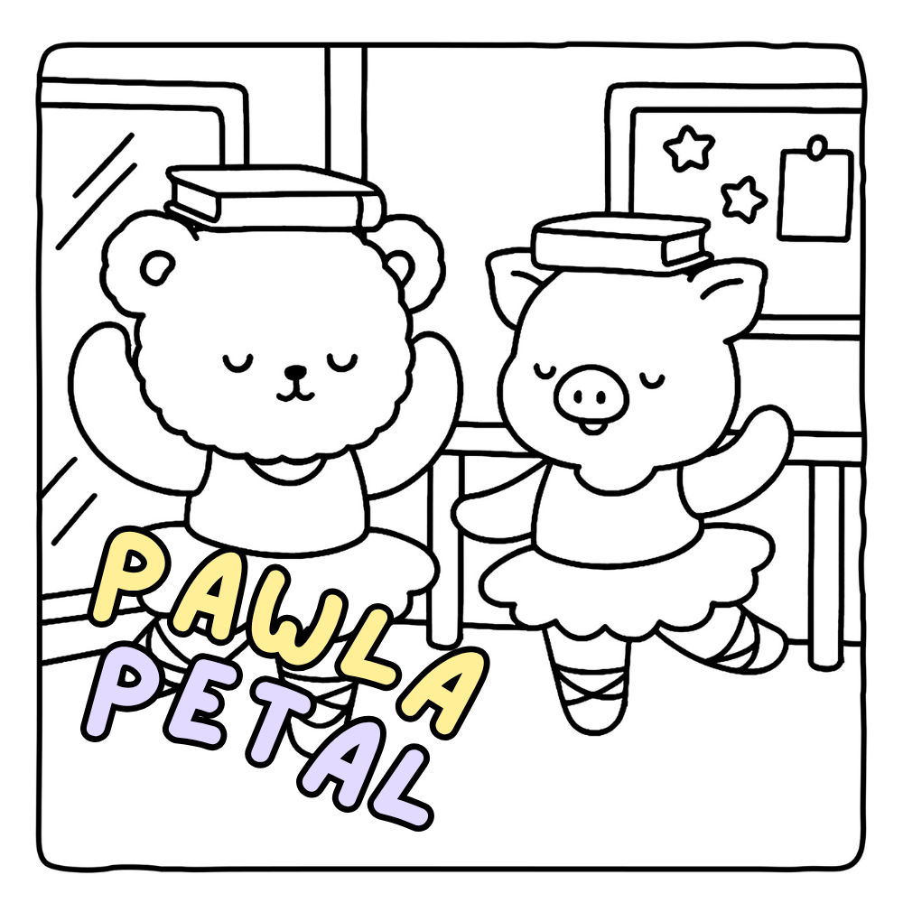 Cozy Ballerina Coloring Book - Cute Animals Coloring Pages