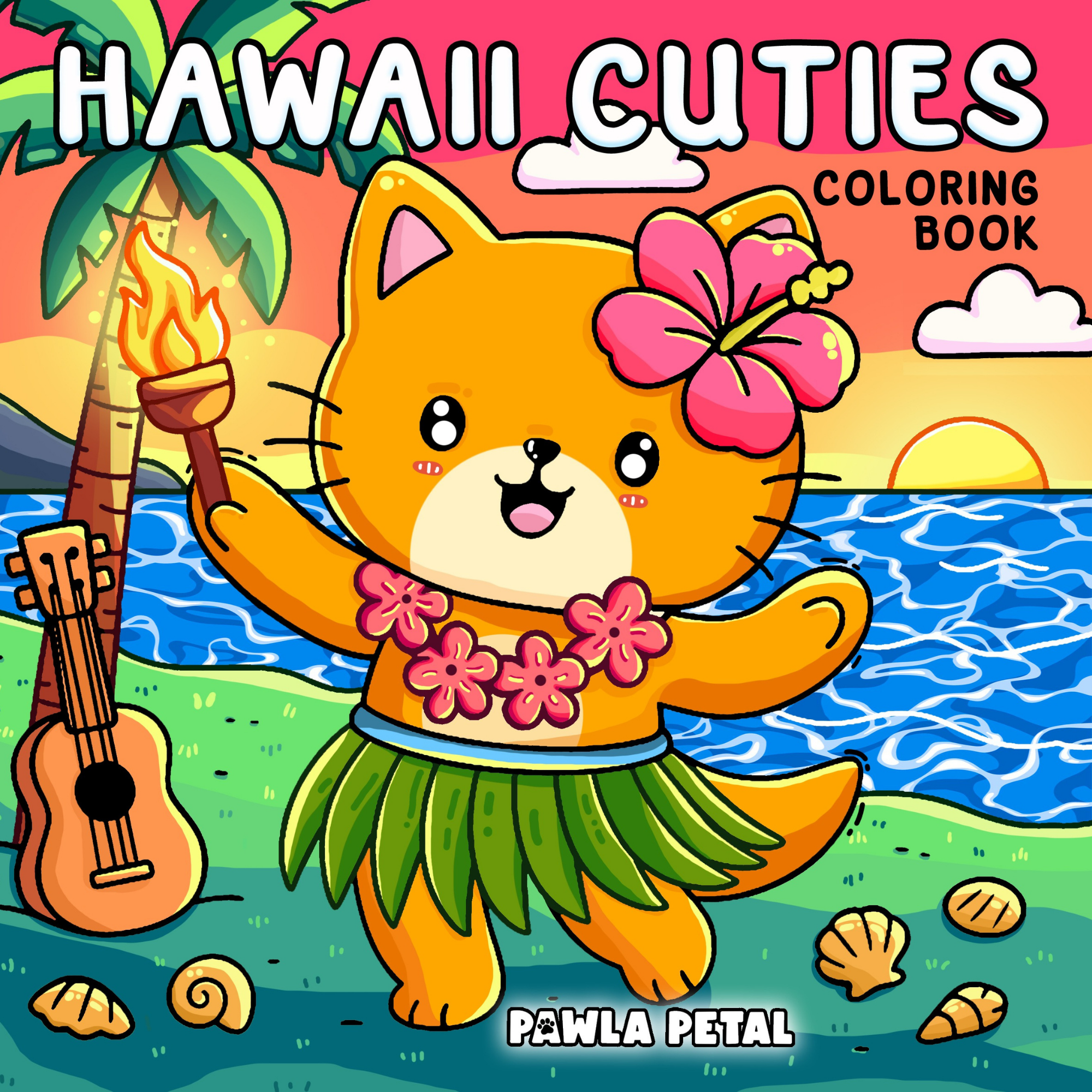 Hawaii Cuties Coloring Book - Cute Summer Coloring Pages 1