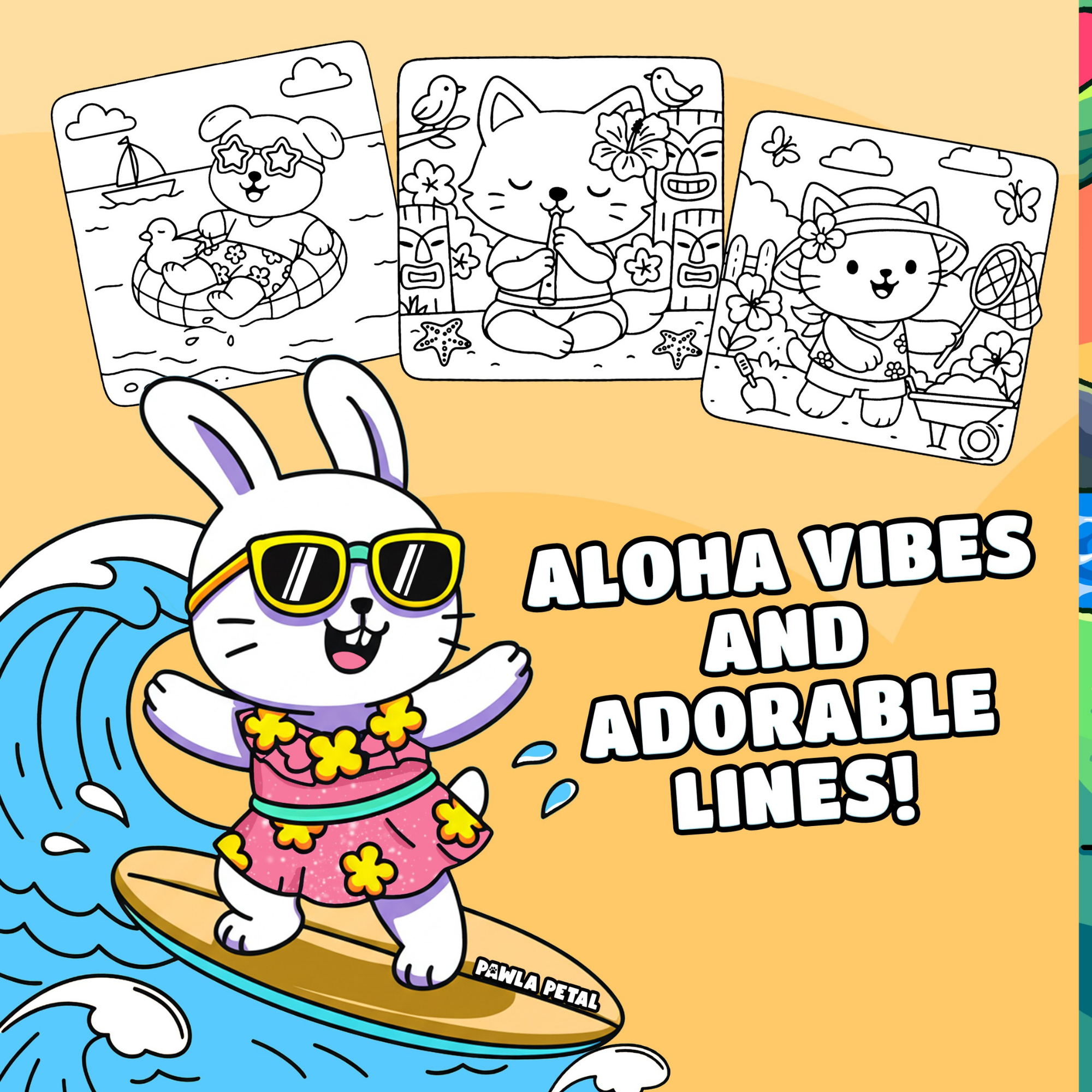Hawaii Cuties Coloring Book - Cute Summer Coloring Pages 2 Hawaii Cuties Coloring Book - Cute Summer Coloring Pages